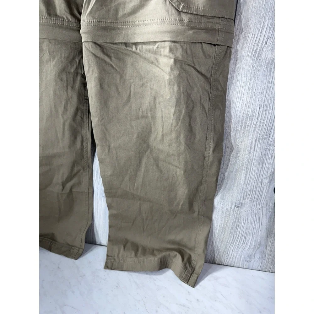 BC Clothing Mens Convertible Cargo Pants Khaki Tan Stretch Hiking Zip Off L x 30